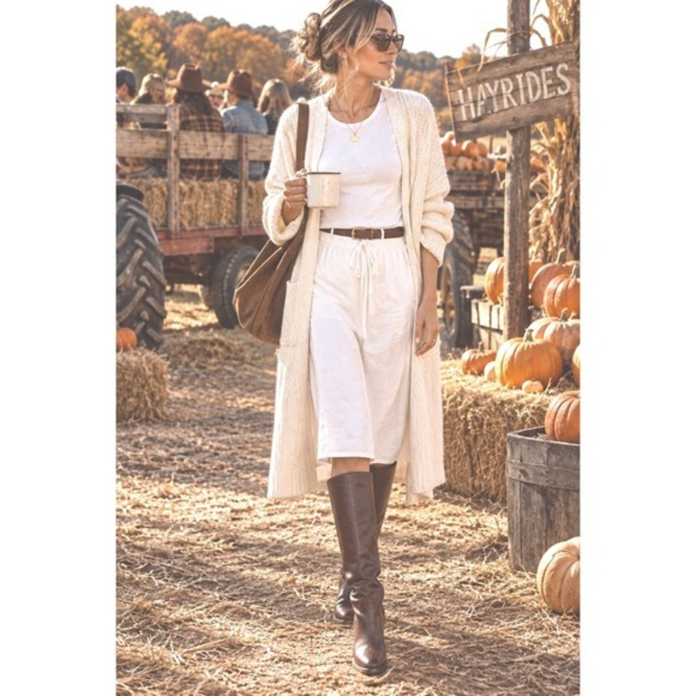 HM White Linen Blend Drawstring Midi Skirt Womens Large Elastic Waist Summer